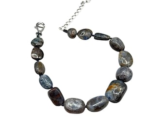 Vintage STAUER Labradorite Necklace Sterling Silver Clasp Adjustable Length