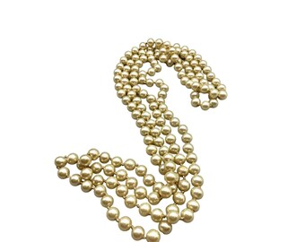 Vintage Glass Pearls Necklace Long Strand Fashion Necklace Hand Knotted Beads