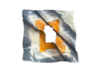 Vintage Mixed Metals Pin Brooch Sterling Silver Copper Geometric Free Form