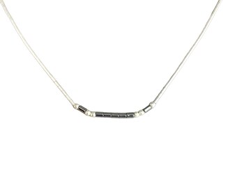 Vintage Liquid Silver Sterling Silver Necklace Hematite Beads Southwestern Style