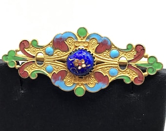 Vintage Belt Sliding Adornment Enamel Antique Accessory Red Blue Green Gold Gilt