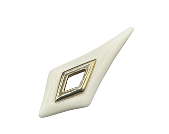 Vintage Kite Pin Brooch Gold Tone and Off White Celluloid Plastic 80s Jewelry