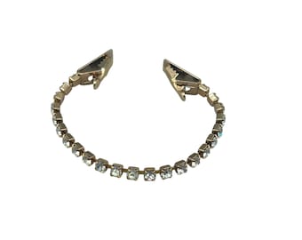 Vintage Rhinestone Sweater Guard Or Collar Clip Sweater Clips  Gold-Tone 6.5 Inches