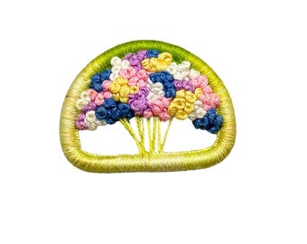 Dorset Handmade Textile Pin Brooch Colorful Tree Thread Flowers Handcrafted Vintage Jewelry