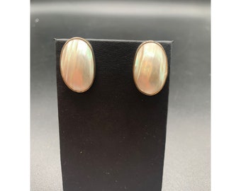 Great Falls Metal Works GFMW Earrings Sterling Silver Mother of Pearl Oval Studs