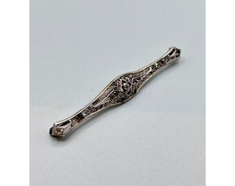 FISHEL-NESSLER CORP. Sterling Silver Bar Pin Antique Art Deco Filigree Jewelry