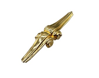 Classic Elegant Gold Tone Brooch Swirl Architectural Element Art Deco Design
