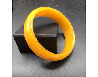 Vintage Bakelite Bangle Bracelet in Butterscotch Orange Retro Plastic Jewelry