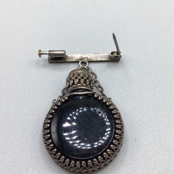 Miniature Scent Perfume Bottle Brooch Ornate Fram… - image 9