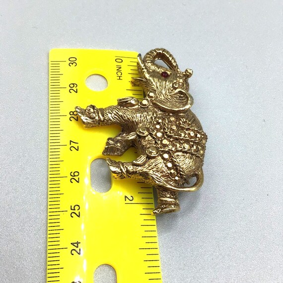 Vintage Elephant Brooch Gold Tone Animal Pin Gold… - image 8