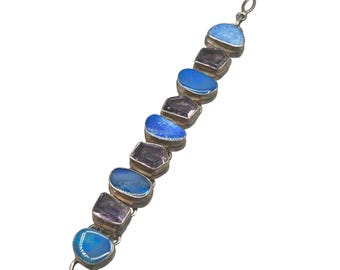 Semi-Precious Stones Bracelet Purple and Blue Stones Sterling Silver 925