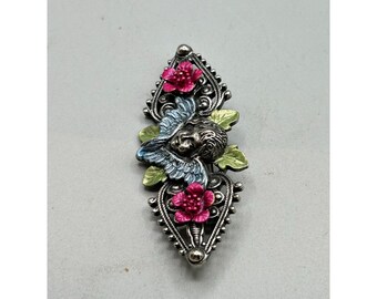 セルジュルタンス　ピンブローチ　シルバー　1986 ヴィンテージ 1928 ブランド ピンブローチ 天使とバラ シルバートーン