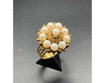 vintage 14K gold and Pearls domed tiered ring size 7.5