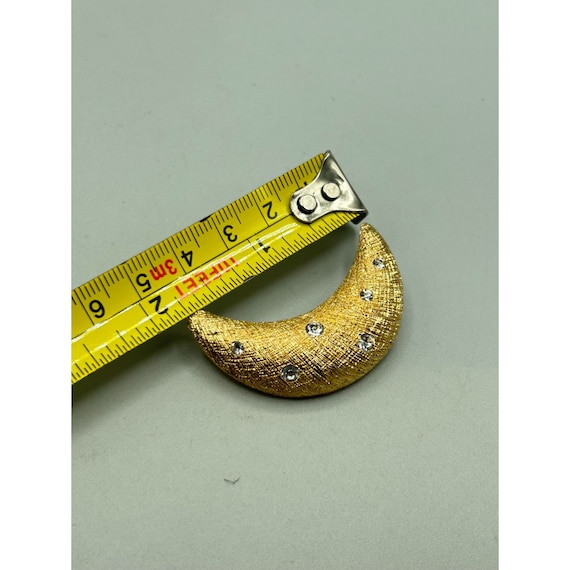 Vintage Christian Dior Moon Brooch Textured Gold Tone