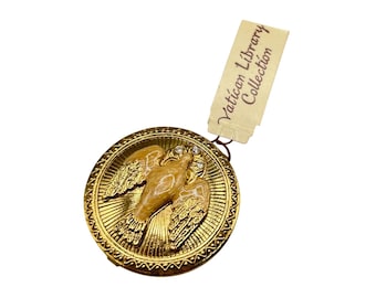 Vatican Library Collection Trinket Box Pill Box Dove Of Peace Gold Tone And Crystals