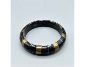 Ethnic Resin & Brass Bangle Bracelet Made in India 70s 80s Costume Jewelry