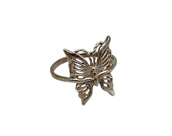 Butterfly Ring Sterling Silver Thin Band Ring Size 9
