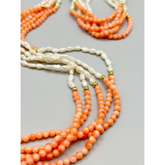 Vintage Coral and Rice Pearls Necklace & Bracelet… - image 3