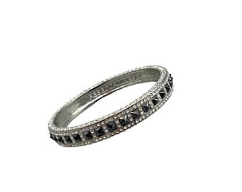 Rebecca Minkoff Bangle Bracelet Rhinestones Silver Tone Designer Signed Bracelet
