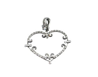 Heart Enhancer Pendant Silver Tone And Clear Glass Stones