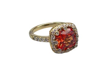 JEAN DOUSSET Ring Size 8 925 Sterling Silver Orange Cz Absolute Cz QVC ring