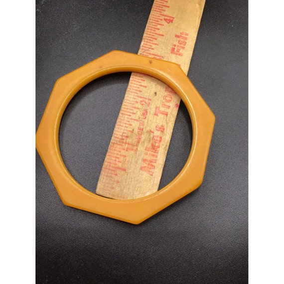 Vintage Bakelite Bangle Octagon Spacer Yellow Col… - image 5