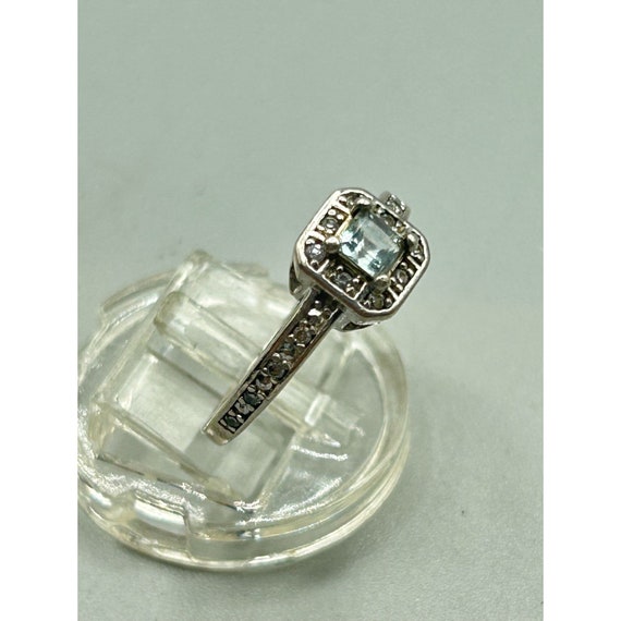Vintage Sterling Silver Ring Size 7 Light Blue Se… - image 2