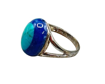 Whitney Kelly Turquoise Lapis Lazuli Ring Size 8 Blue Stones Sterling 925