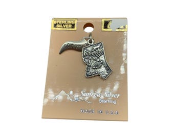 Mississippi State Charm Sterling Silver Vintage New Old Stock Map Souvenir