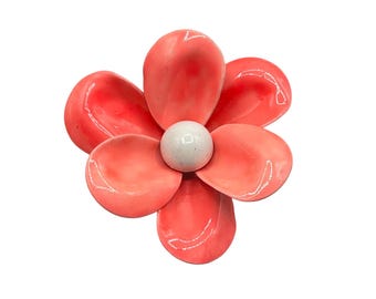 Vintage Enamel Flower Pin Brooch Pink Daisy White Center Fun Flower Jewelry