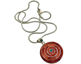 Spiny Oyster "Pachamama" Chakra Pendant Necklace Sterling Silver Double Sided