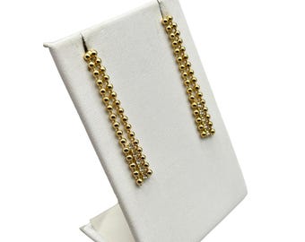 Dainty Gold Ball Chain Rhinestone Dangle Earrings Pierced Drops