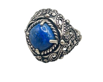Carolyn Pollack Blue Lapis Lazuli Ring Size 8 Relios Sterling Silver 925
