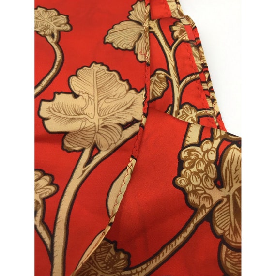 Echo Vibrant Red with Gold Print 100% Silk Scarf … - image 5