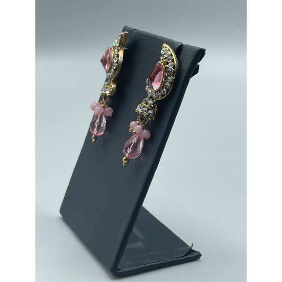 Vintage Pink Dangles Earrings Ethnic Style Pierce… - image 10