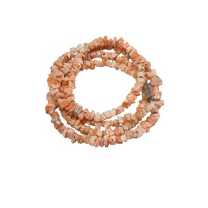 Vintage Coral Chips Necklace 30&quot; Long Pink Genuine Coral Single Strand Peachy