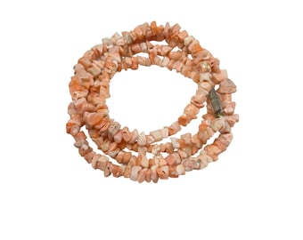 Vintage Coral Chips Necklace 30" Long Pink Genuine Coral Single Strand Peachy