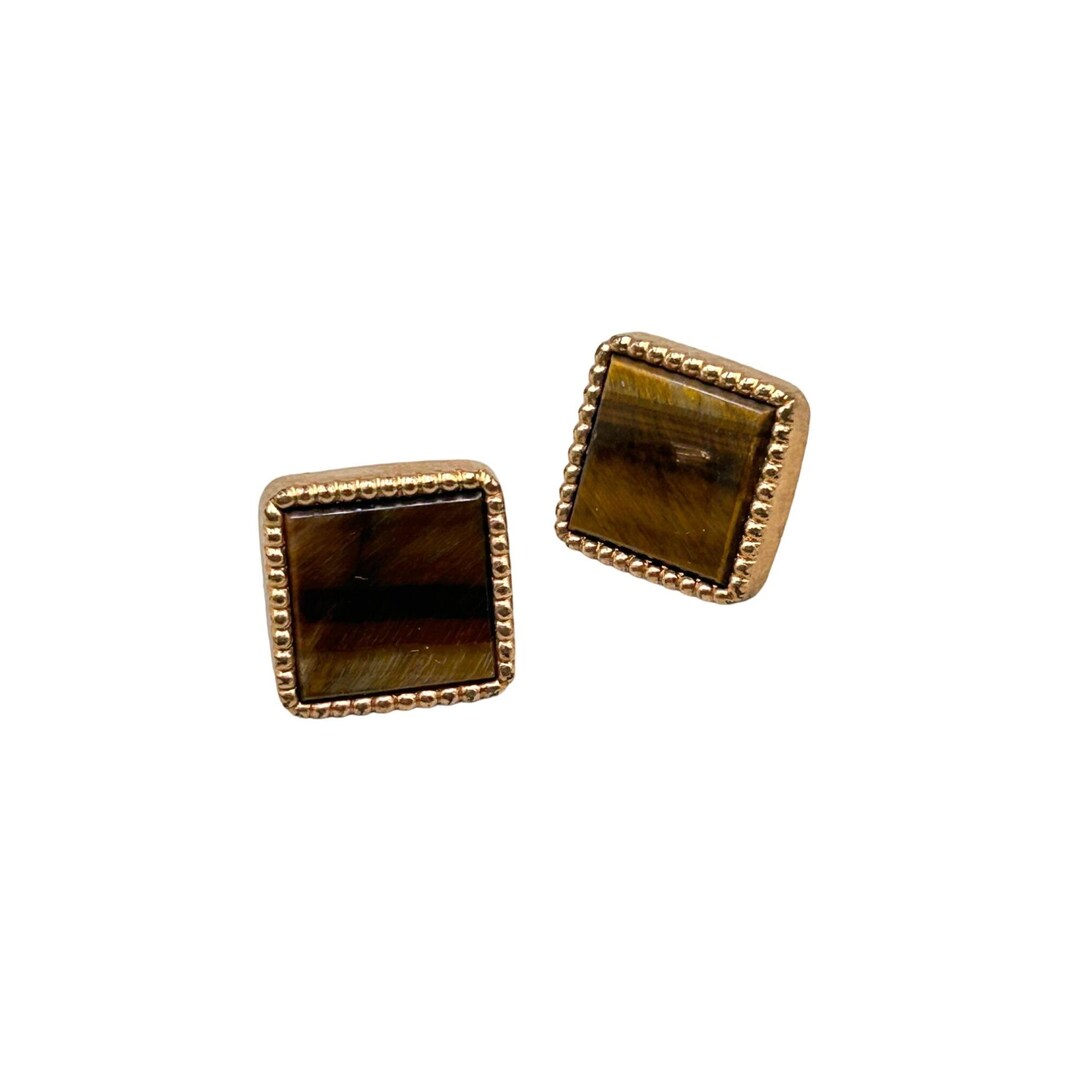 Boutons De Manchette Simon Carter En Bronze Blanc Avec œil De Tigre - Marron - Neuf Avec étiquettes