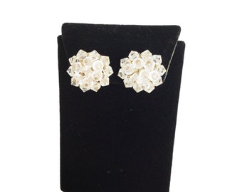 Clusters Crystals Earrings Clear Beads Small Clip On Austrian Crystals Clips