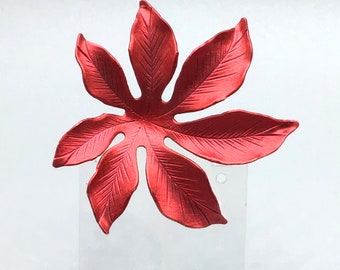 Red Poinsettia Flower Brooch Enamel Simple Christmas Holiday Jewelry Flower Pin