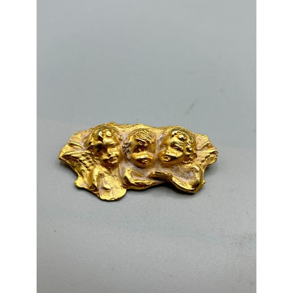 Vintage Pin Brooch La Rage Three Angels Cherubs i… - image 3