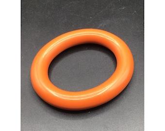 Oval Shaped Thick Plastic Bangle Bracelet Orange Color Chunky Plastic Jewelry