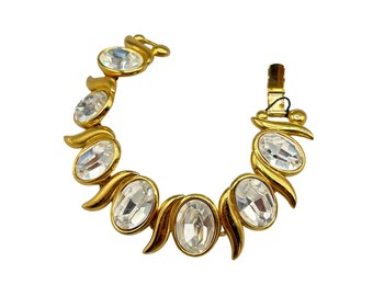 Napier 1990 Bracelet Book Piece Gold Plated Swarovski Crystals Hollywood Series