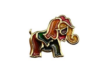 Colorful Elephant Brooch Poured Resin Pin Multicolor Animal Figural Jewelry