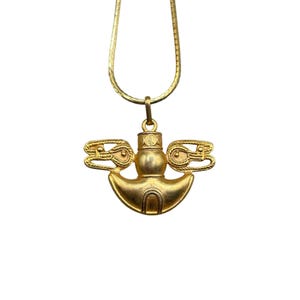 Precolombino Pre-Columbian Gold Plated Museum Replica Pendant Necklace