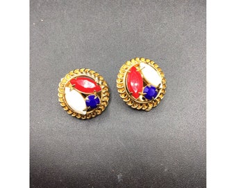 Red White Blue Earrings Patriotic Clip On Earrings American Flag Colors Clips