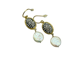 Athra Luxe Gold Over Sterling Silver Earrings Pearls Dangles Pierced 925 Signed