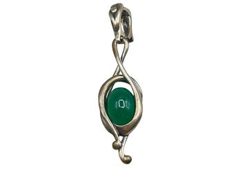 CAROLYN POLLACK Green Chalcedony Sterling Silver Enhancer Pendant 925 Relios Southwestern Jewelry