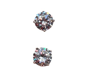 Sterling Silver CZ Studs Earrings Vintage Pierced Quality Silver 925