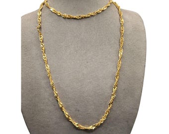BELLEZZA ITALY Gold Plated Chain 34" Long Nice Quality Twisted Herringbone Link Chain